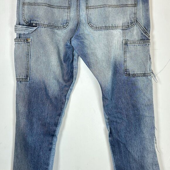MNML 118 Work Flare Denim Mens Size 32x34 Distressed Patch Jeans 100% Cotton - Picture 10 of 15